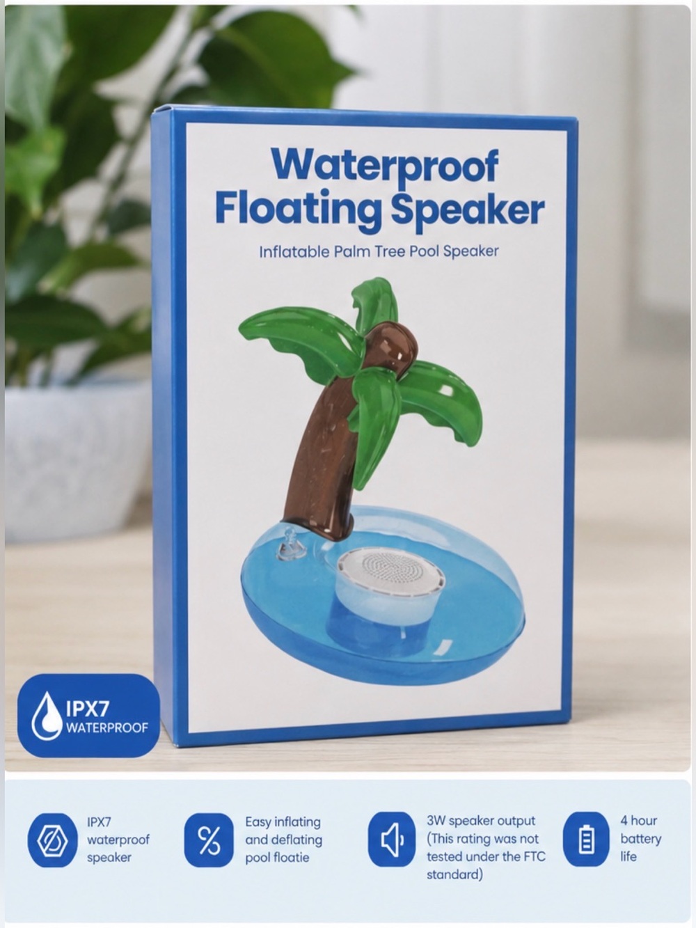 Waterproof Floating Pool Speaker with Inflatable Palm Tree Float